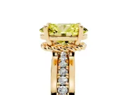Oval Channel Set Solitaire Engagement Ring Setting for a Fancy Yellow Lab-Grown Diamond | Rope Collar Head | Yellow Gold
