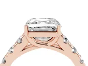 Asscher Cut Cut-Down Side Stone Engagement Ring Setting | Scalloped Shoulders | Rose Gold