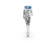 Fancy Blue Princess Cut Diamond Solitaire Ring Set in Silver with Layered Twist Pavé Band
