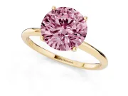 Round Thin Solitaire Engagement Ring Setting for a Fancy Pink Lab-Grown Diamond | Straight Plain Band | Yellow Gold