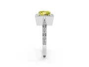 Princess Cut Milgrain Halo Engagement Ring Setting for a Fancy Yellow Lab-Grown Diamond | Side Stones | Sterling Silver
