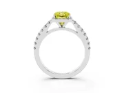 Fancy Yellow Radiant Cut Diamond Halo Engagement Ring Set in Silver with Pavé Band and Prong Setting