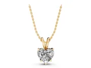 Heart-Shaped Lab-Grown Diamond Solitaire Pendant Necklace | V Bail | Yellow Gold