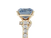 Asscher Cut Pavé Solitaire Engagement Ring Setting for a Fancy Blue Lab-Grown Diamond | Crossover Gallery | Yellow Gold