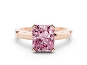 Radiant Cut Solitaire Engagement Ring Setting for a Fancy Pink Lab-Grown Diamond | Flat Tab Prongs | Rose Gold