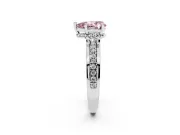 Fancy Pink Pear Cut Diamond Solitaire Ring Set in Platinum with Channel Set Band and Prong Setting