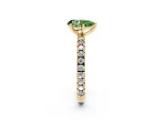 Pear-Shaped Pavé Solitaire Engagement Ring Setting for a Fancy Green Lab-Grown Diamond | Yellow Gold