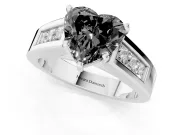 Heart-Shaped Channel-Set Engagement Ring Setting for a Black Center | Wide Band | Platinum