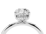 Cushion Cut Diamond Solitaire Ring Set in Silver with Thin Band and Prong Setting