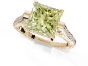 Princess Cut Vintage Cathedral Engagement Ring Setting for a Fancy Yellow Lab-Grown Diamond | Carved Band | Yellow Gold
