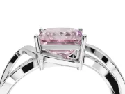 Princess Cut Bypass Solitaire Engagement Ring Setting for a Fancy Pink Lab-Grown Diamond | Pavé Strands | White Gold
