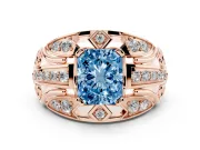 Radiant Cut Art Deco Engagement Ring Setting for a Fancy Blue Lab-Grown Diamond | Rose Gold