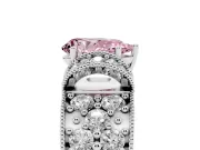 Pear-Shaped Vintage Pave Engagement Ring Setting for a Fancy Pink Lab-Grown Diamond | Milgrain Edges | White Gold