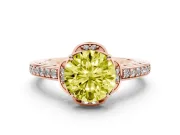 Round Floral Pavé Engagement Ring Setting for a Fancy Yellow Lab-Grown Diamond | Rose Gold