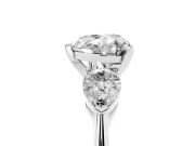 Heart-Shaped Three-Stone Engagement Ring Setting | Pear Side Stones | White Gold