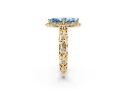 Marquise Leaf Halo Engagement Ring Setting for a Fancy Blue Lab-Grown Diamond | Yellow Gold