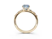 Cushion Cut Graduated Solitaire Engagement Ring Setting for a Fancy Blue Lab-Grown Diamond | Yellow Gold