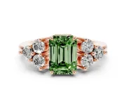 Emerald Cut Cluster Side Stone Engagement Ring Setting for a Fancy Green Lab-Grown Diamond | Plain Band | Rose Gold