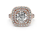 Round Halo Split Shank Engagement Ring Setting | Rose Gold