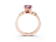Princess Cut Floral Engagement Ring Setting for a Fancy Pink Lab-Grown Diamond | Marquise Side Stones | Rose Gold