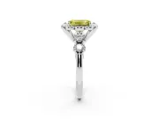 Emerald Cut Floral Engagement Ring Setting for a Fancy Yellow Lab-Grown Diamond | Petal Frame and Side Stones | Platinum