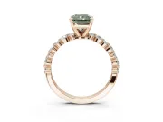 Radiant Cut Pavé Solitaire Engagement Ring Setting for a Fancy Green Lab-Grown Diamond | Alternating Accents | Rose Gold