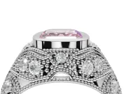 Asscher Cut Vintage Bezel Engagement Ring Setting for a Fancy Pink Lab-Grown Diamond | Milgrain Band | Sterling Silver
