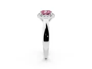 Cushion Cut Halo Engagement Ring Setting for a Fancy Pink Lab-Grown Diamond | Square Profile Band | Platinum