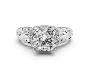 Cushion Cut Vintage Filigree Solitaire Engagement Ring Setting | Accented Basket | White Gold