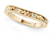 Round Diamond Bezel Eternity Band Set in Yellow gold with Milgrain Detailing