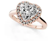Heart-Shaped Halo Engagement Ring Setting | Flat Tapered Band | Rose Gold