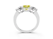 Round Three Stone Engagement Ring Setting for a Fancy Yellow Lab-Grown Diamond | Large Round Side Stones | Platinum