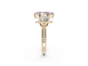 Marquise Three Stone Engagement Ring Setting for a Fancy Pink Lab-Grown Diamond | Tapered Pave Band | Yellow Gold