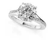 Round Pave Solitaire Engagement Ring Setting | Sweeping Shoulders | Sterling Silver