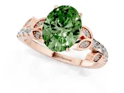Oval Leaf Pavé Engagement Ring Setting for a Fancy Green Lab-Grown Diamond | Rose Gold