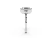 Emerald Cut Diamond Halo Engagement Ring Set in Platinum with Milgrain Pavé Band
