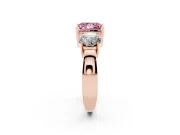 Princess Cut Three Stone Engagement Ring Setting for a Fancy Pink Lab-Grown Diamond | Wide Plain Band | Rose Gold