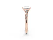 Princess Cut Diamond Cluster Solitaire Ring Set in Rose gold with Prong Setting