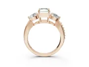 Radiant Cut Three Stone Engagement Ring Setting for a Fancy Green Lab-Grown Diamond | Tapered Pave Band | Rose Gold