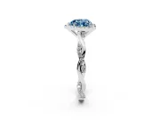 Fancy Blue Heart Cut Diamond Halo Twisted Band Ring Set in Platinum with Prong Setting