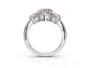 Heart-Shaped Three Stone Engagement Ring Setting for a Fancy Pink Lab-Grown Diamond | Plain Band | Platinum