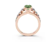 Oval Graduated Side Stone Engagement Ring Setting for a Fancy Green Lab-Grown Diamond | Flat Top Band | Rose Gold