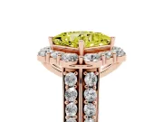 Fancy Yellow Princess Cut Diamond Halo Engagement Ring Set in Rose gold with Split Shank and Prong Setting