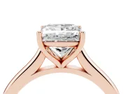 Princess Cut Diamond Solitaire Ring Set in Rose gold with Cathedral Band and Prong Setting