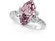 Marquise Side Stone Pave Engagement Ring Setting for a Fancy Pink Lab-Grown Diamond | Paired Round Accents | Platinum