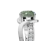 Cushion Cut Bypass Solitaire Engagement Ring Setting for a Fancy Green Lab-Grown Diamond | Pavé Strands | White Gold