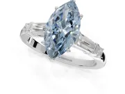 Marquise Tapered Baguette Engagement Ring Setting for a Fancy Blue Lab-Grown Diamond | White Gold