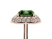 Fancy Green Asscher Cut Diamond Halo Engagement Ring Set in Rose gold with Solitaire Band and Prong Setting