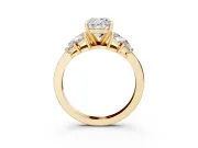 Cushion Cut Diamond Cluster Leaf Design Ring Set in Yellow gold with Prong Setting