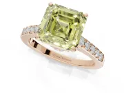 Asscher Cut Pavé Solitaire Engagement Ring Setting for a Fancy Yellow Lab-Grown Diamond | Crossover Gallery | Rose Gold